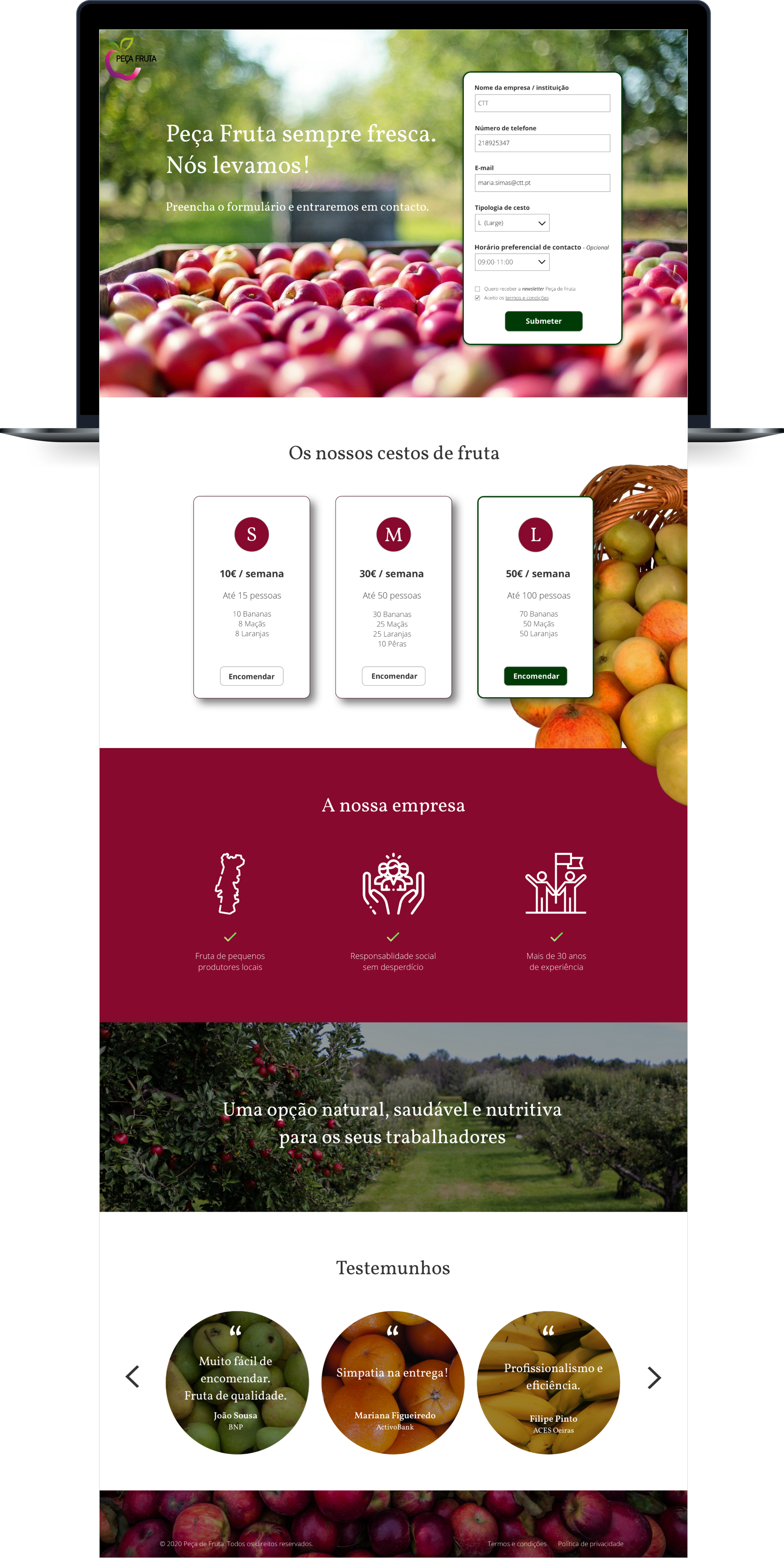 Landing page Peça de Fruta.